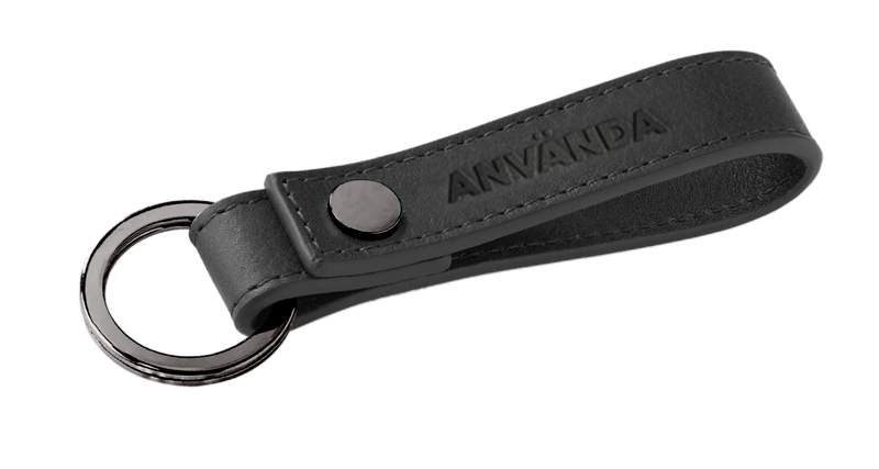 V2 Key Ring Black Leather
